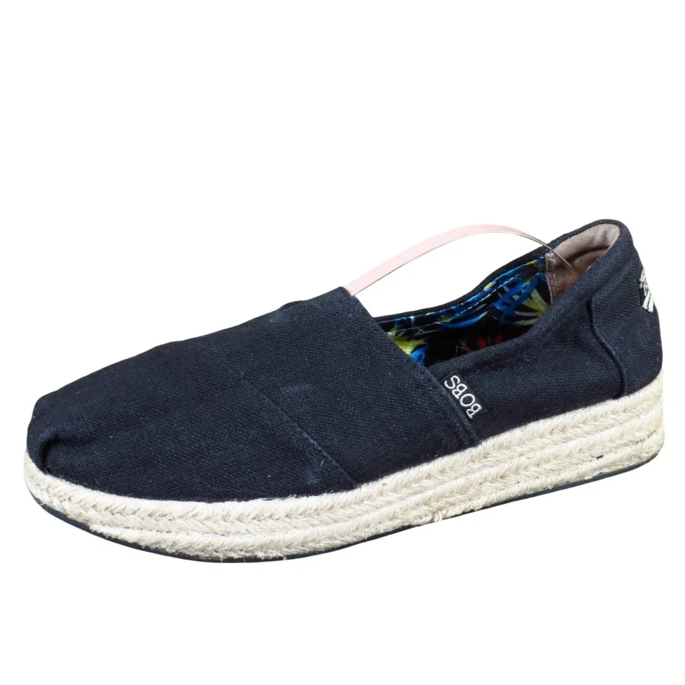 Skechers BOBS Highlights High Jinx Womens Espadrille Wedge 9.5 Casual‎ Black